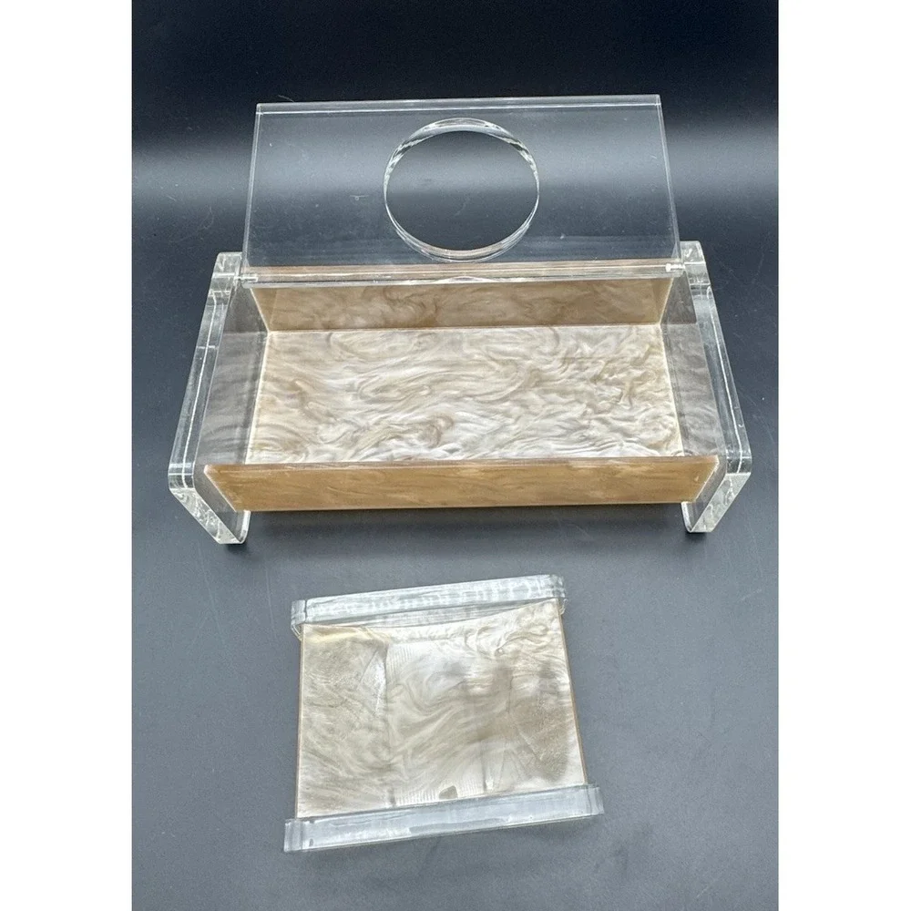 Vintage Handmade Lucite Bathroom Set MCM Acrylic Tissue Holder & Soap Dish